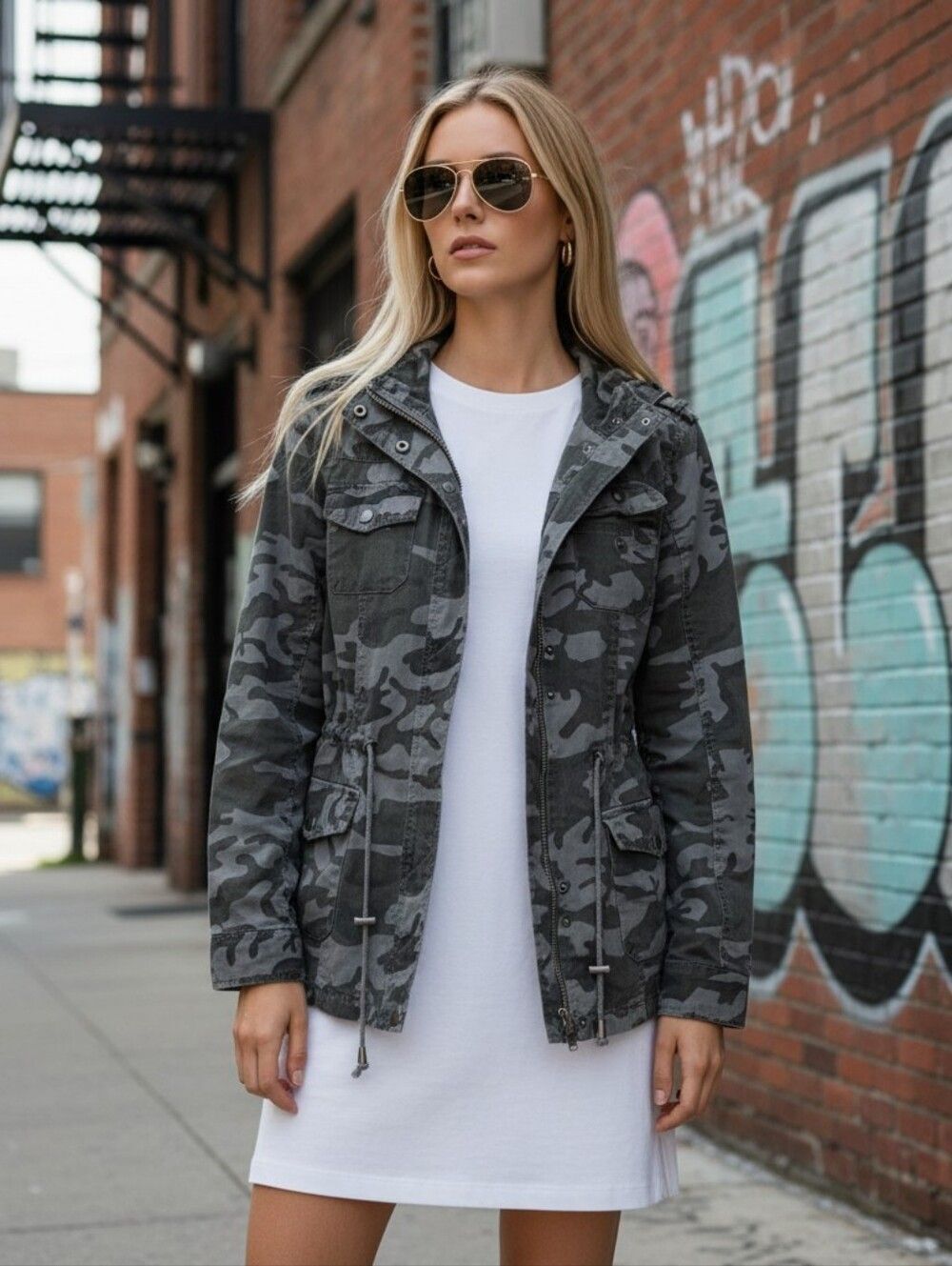 Casual Camo Anorak Jacket - Gray
